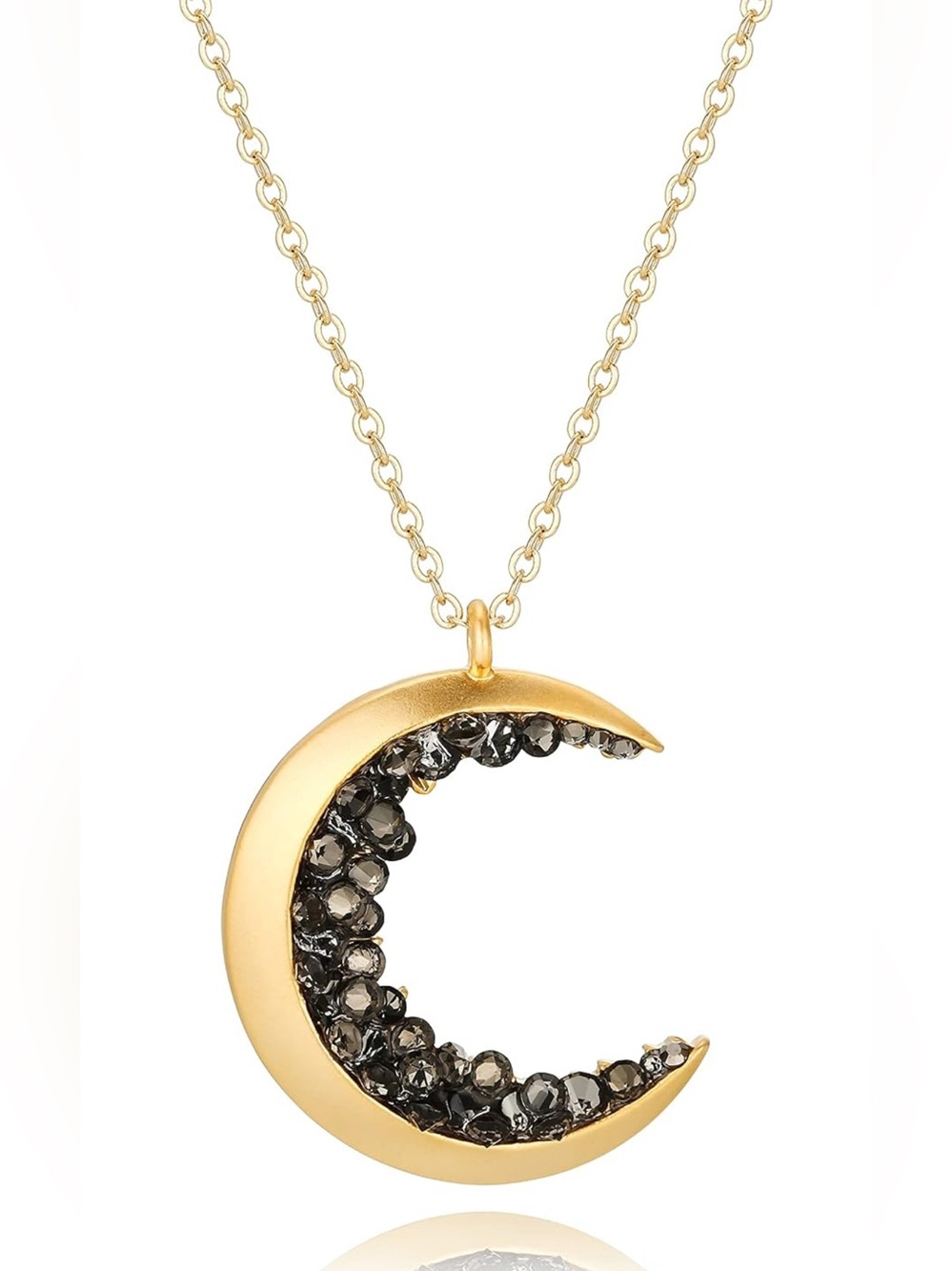 Gorgeous upscale Neiman Marcus 18KT vermeil Crystal Luna Moon Long necklace